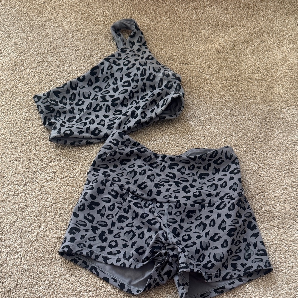 Ryderwear Gray Leopard Athletic Shorts
